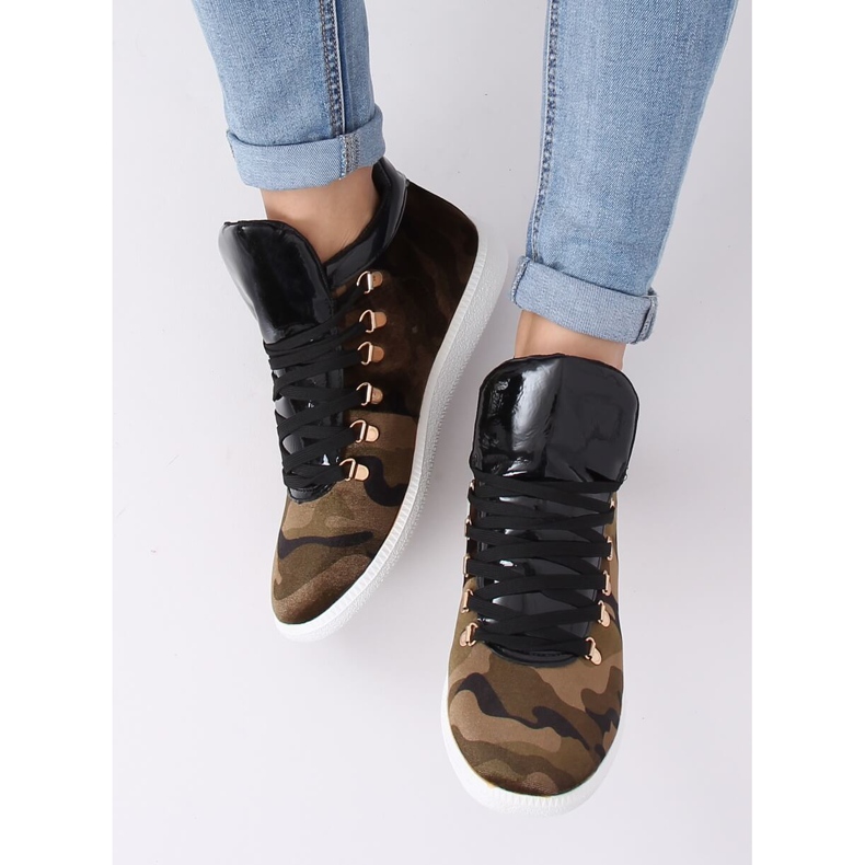 Sneakers in velluto K1834206 Camuflaje multicolore verde 2