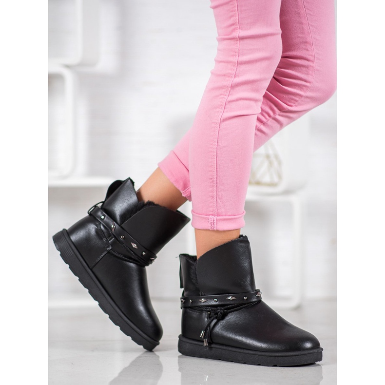 SHELOVET Mukluki Con Ecopelle nero 1