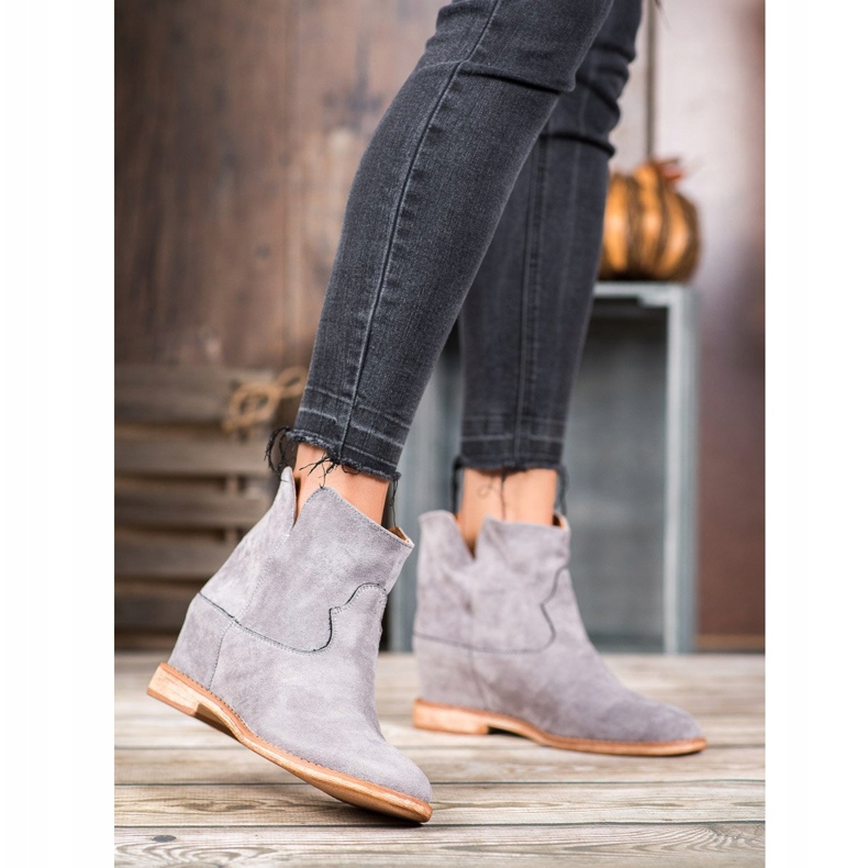 Bella Paris Stivali da cowboy in pelle scamosciata grigio 2