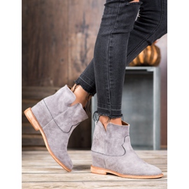 Bella Paris Stivali da cowboy in pelle scamosciata grigio 1