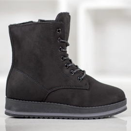SHELOVET Trapper in pelle scamosciata sulla piattaforma nero 1