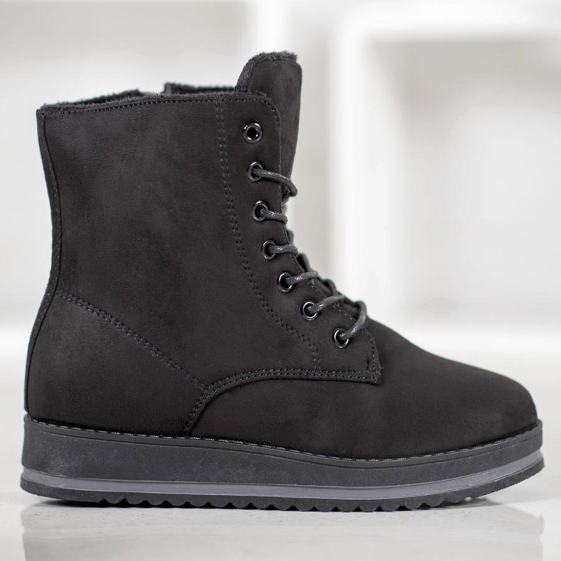 SHELOVET Trapper in pelle scamosciata sulla piattaforma nero 1