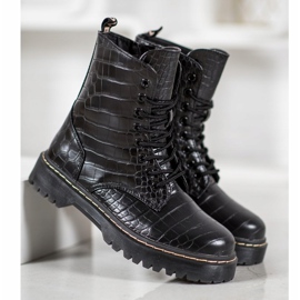 SHELOVET Lavoratori alla moda con ecopelle nero 1