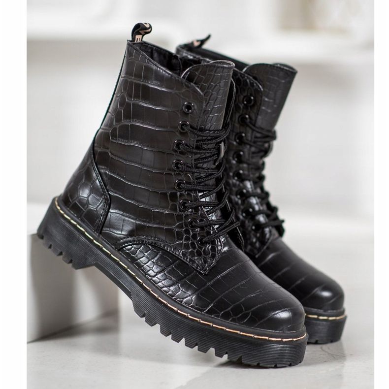SHELOVET Lavoratori alla moda con ecopelle nero 1