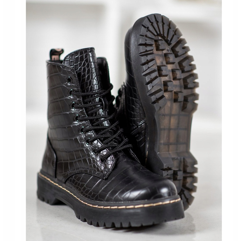 SHELOVET Lavoratori alla moda con ecopelle nero 2