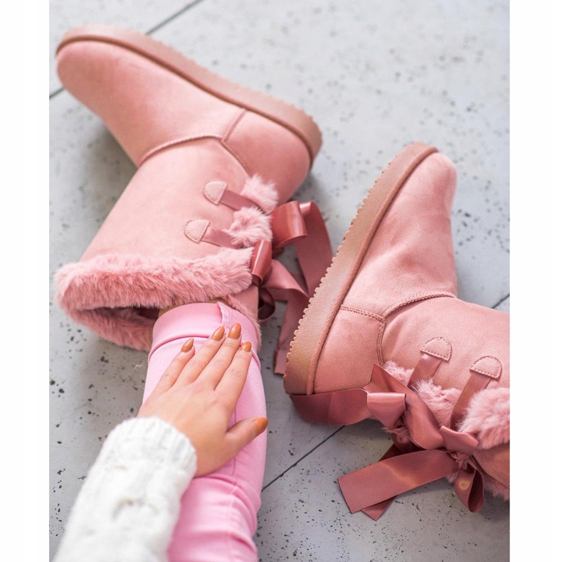 Mukluki alto con fiocchi rosa 2