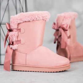 Mukluki alto con fiocchi rosa 1