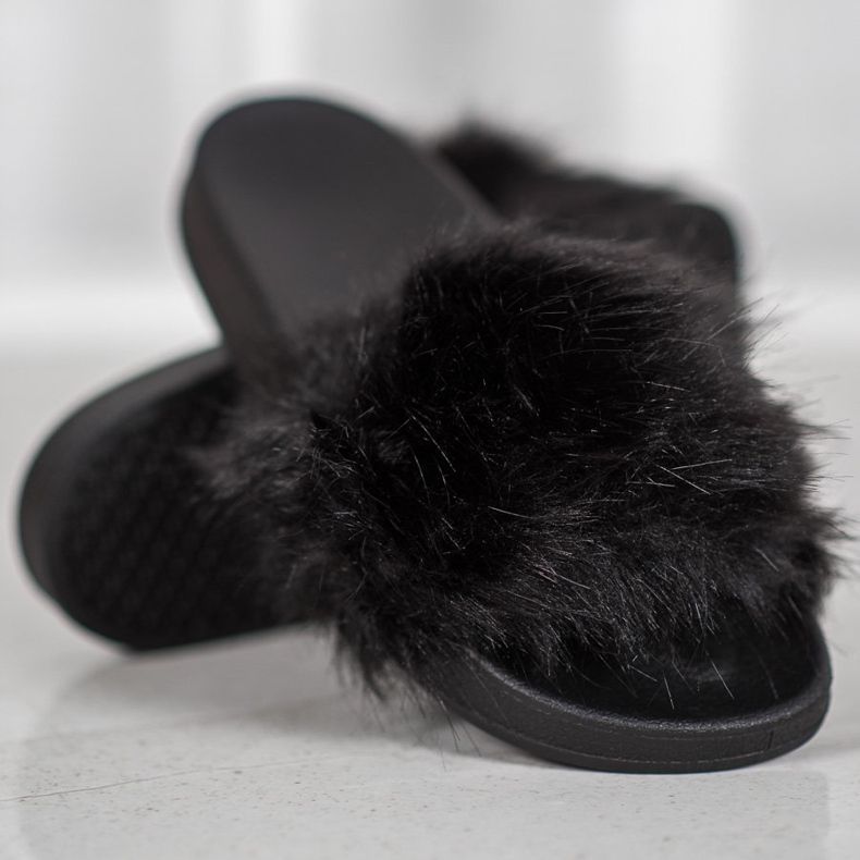 SHELOVET Pantofole In Gomma Con Pelliccia nero 2