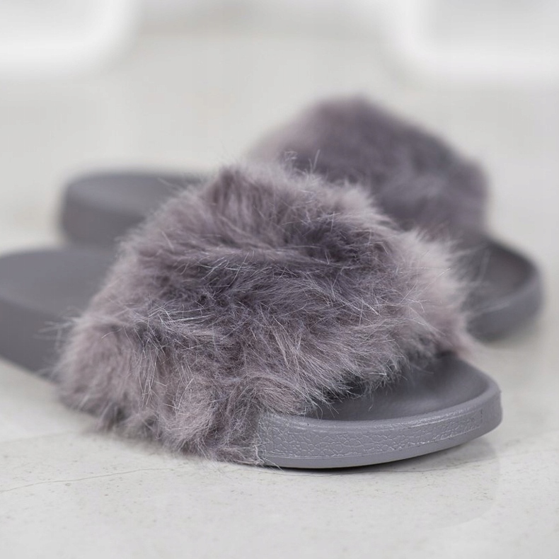 SHELOVET Pantofole In Gomma Con Pelliccia grigio 1