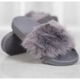 SHELOVET Pantofole In Gomma Con Pelliccia grigio 2