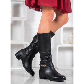SHELOVET Stivali eleganti con ecopelle nero 1