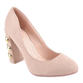 Décolleté in camoscio beige DD59P 1