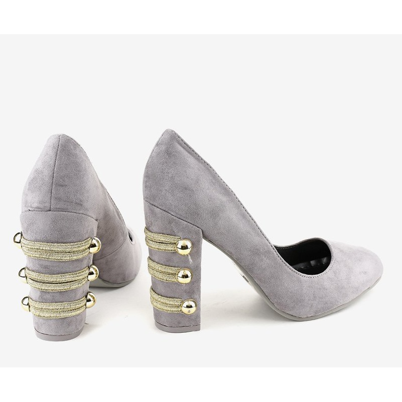 Décolleté in camoscio grigio DD59P 2