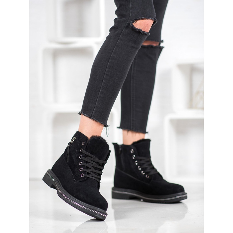 SHELOVET Trapper con glitter nero 1