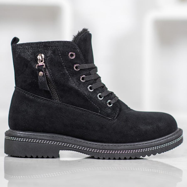 SHELOVET Trapper con glitter nero 2