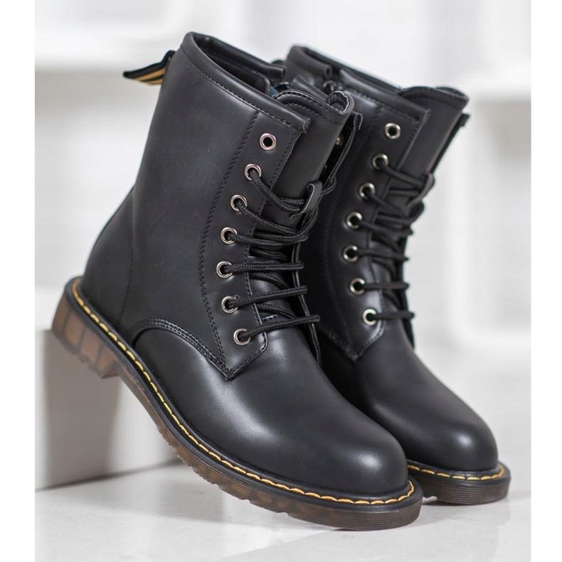 SHELOVET Trapper alla moda con ecopelle nero 2