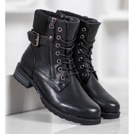 J. Star Stivaletti stringati con ecopelle nero 2