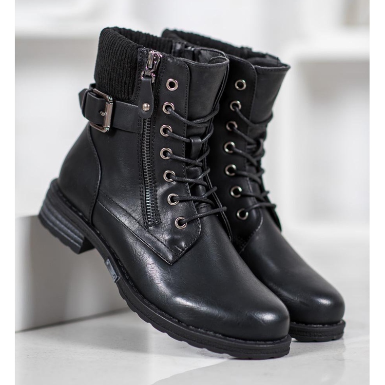 J. Star Stivaletti stringati con ecopelle nero 2