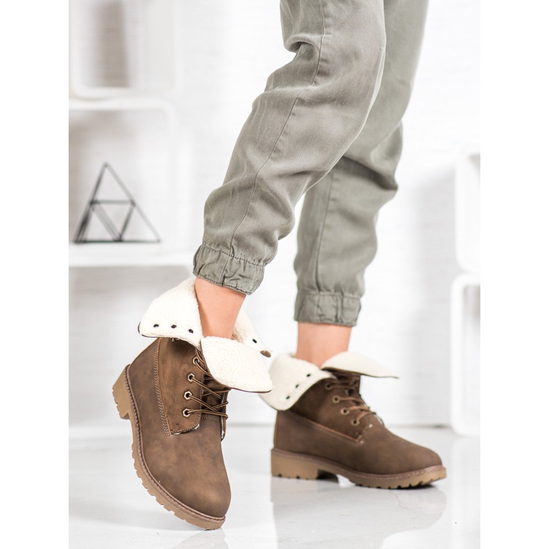 Super Me Stivali stringati cachi verde 1