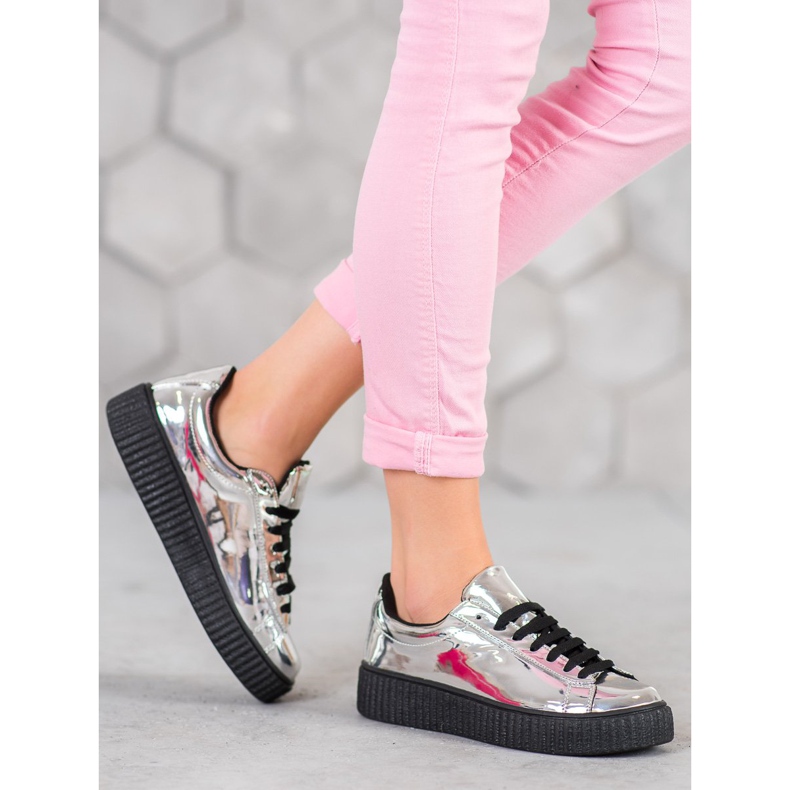 Corina Scarpe d'argento sulla piattaforma grigio 1