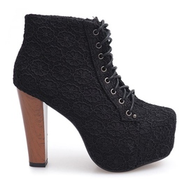 Stivali in pizzo Solid On Heel K764B Nero 1