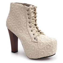 Stivali in pizzo solido sul tallone K764B Beige 1