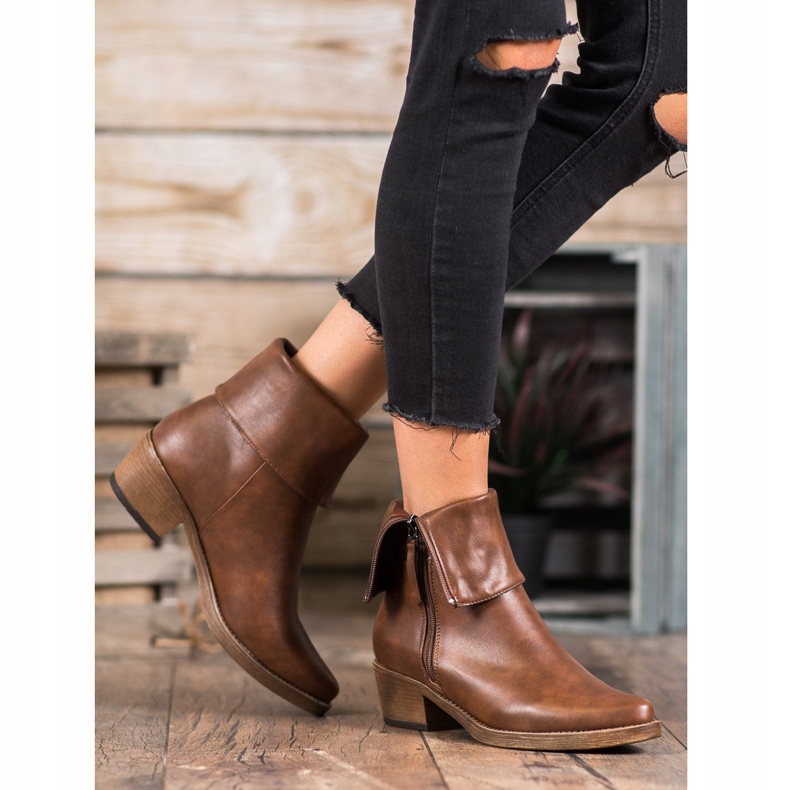 Kylie Stivali da cowboy con tomaia arrotolabile marrone 1