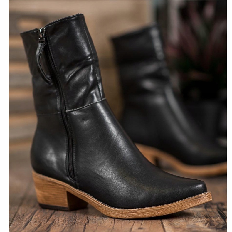 Kylie Stivali da cowboy con tomaia arrotolabile nero 1