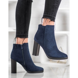 Ideal Shoes Stivali classici con tacco alto blu 1