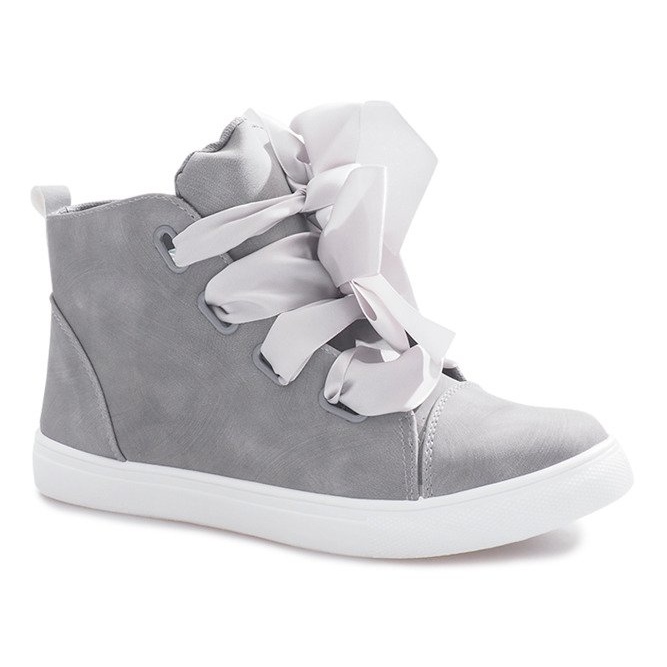 Sneakers alte grigie con fiocchi TL0148-6 grigio 1