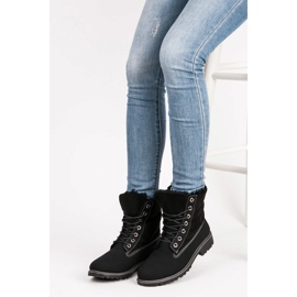 Trapper alla moda con pelle di pecora nero 2