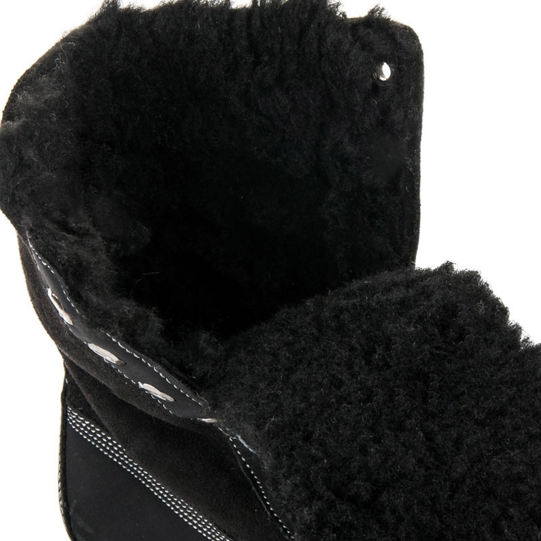 Trapper alla moda con pelle di pecora nero 1