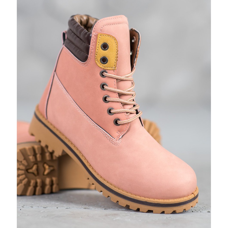 SHELOVET Caldi scarponi da trekking sulla piattaforma rosa 1