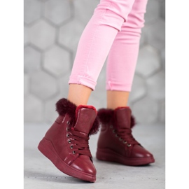 SHELOVET Stivaletti Legati Con Pelliccia rosso 2