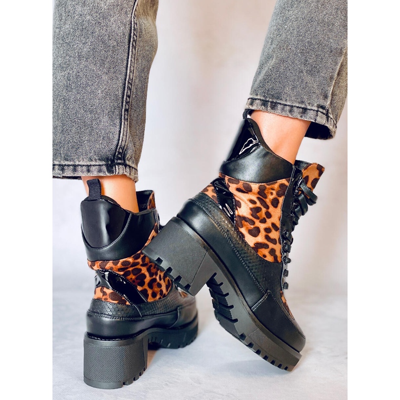 Scarpe con suola alta NS067 Leopard nero 2