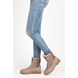 SHELOVET Trapper alla moda con pelle di pecora grigio 2