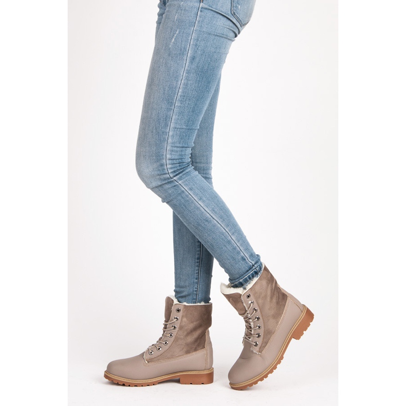 SHELOVET Trapper alla moda con pelle di pecora grigio 2