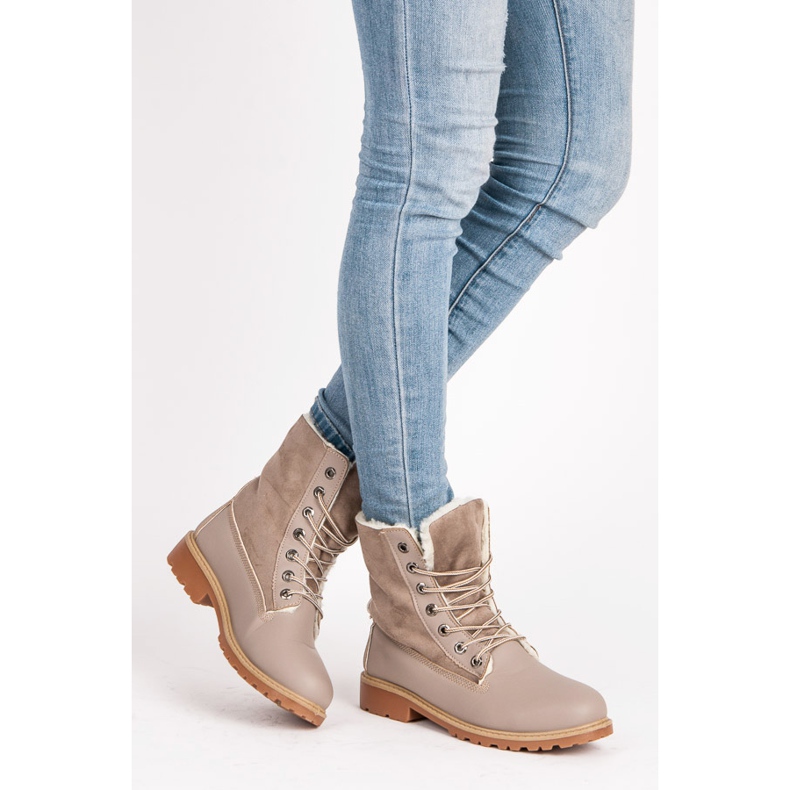 SHELOVET Trapper alla moda con pelle di pecora grigio 1