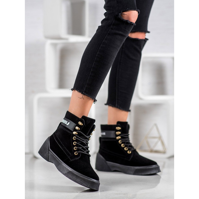 Yes Mile Stivaletti alla moda allacciati nero 1