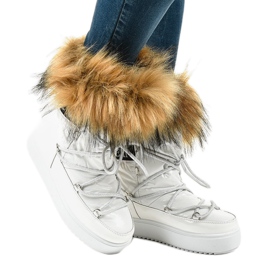 Stivali da neve bianchi alla moda con pelliccia 119-39 bianca 1