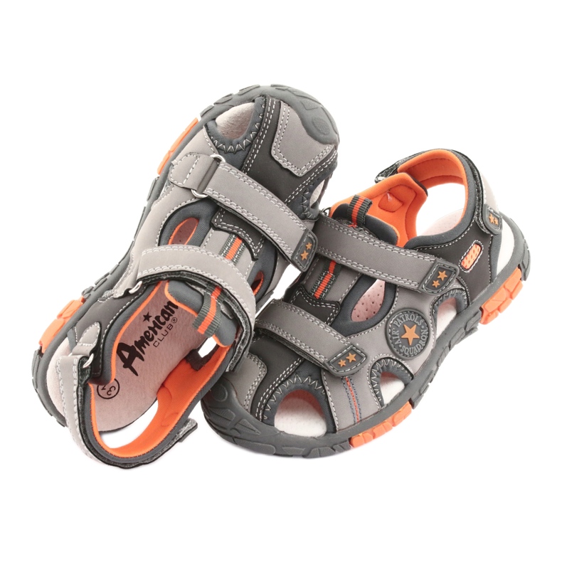 American Club Sandalo con inserto in pelle americana DR02 marrone arancia grigio 5