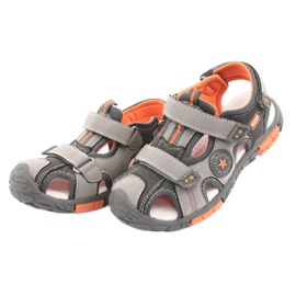 American Club Sandalo con inserto in pelle americana DR02 marrone arancia grigio 3