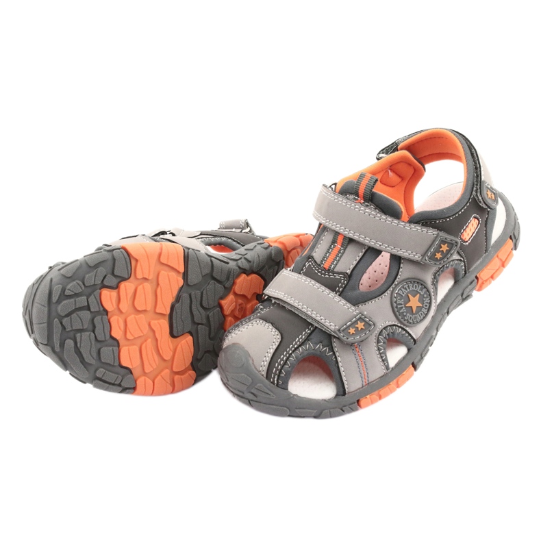 American Club Sandalo con inserto in pelle americana DR02 marrone arancia grigio 4