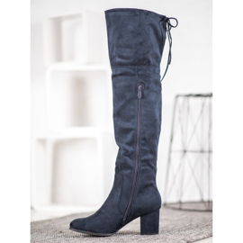 Clowse Stivali eleganti in pelle scamosciata blu 1
