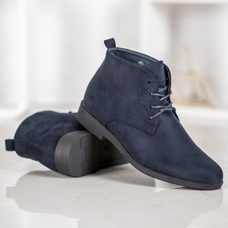 Goodin Comodi stivali in pelle scamosciata blu 1