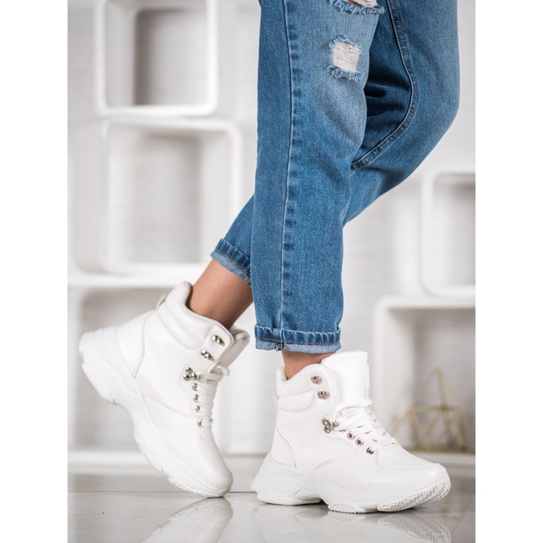 Ideal Shoes Sneakers in ecopelle bianca 2