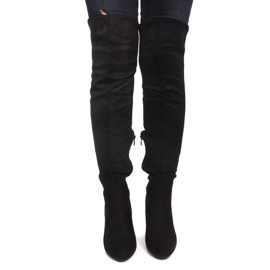 Stivali in pelle scamosciata su una barra 6812-GG Black nero 1
