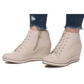 Sneakers con zeppa beige con cerniera capucine 1