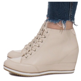 Sneakers con zeppa beige con cerniera capucine 2