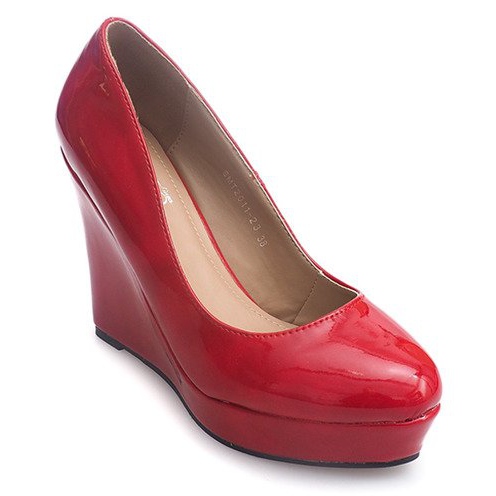 Décolleté laccate con zeppa 2011-23 rosse rosso 1